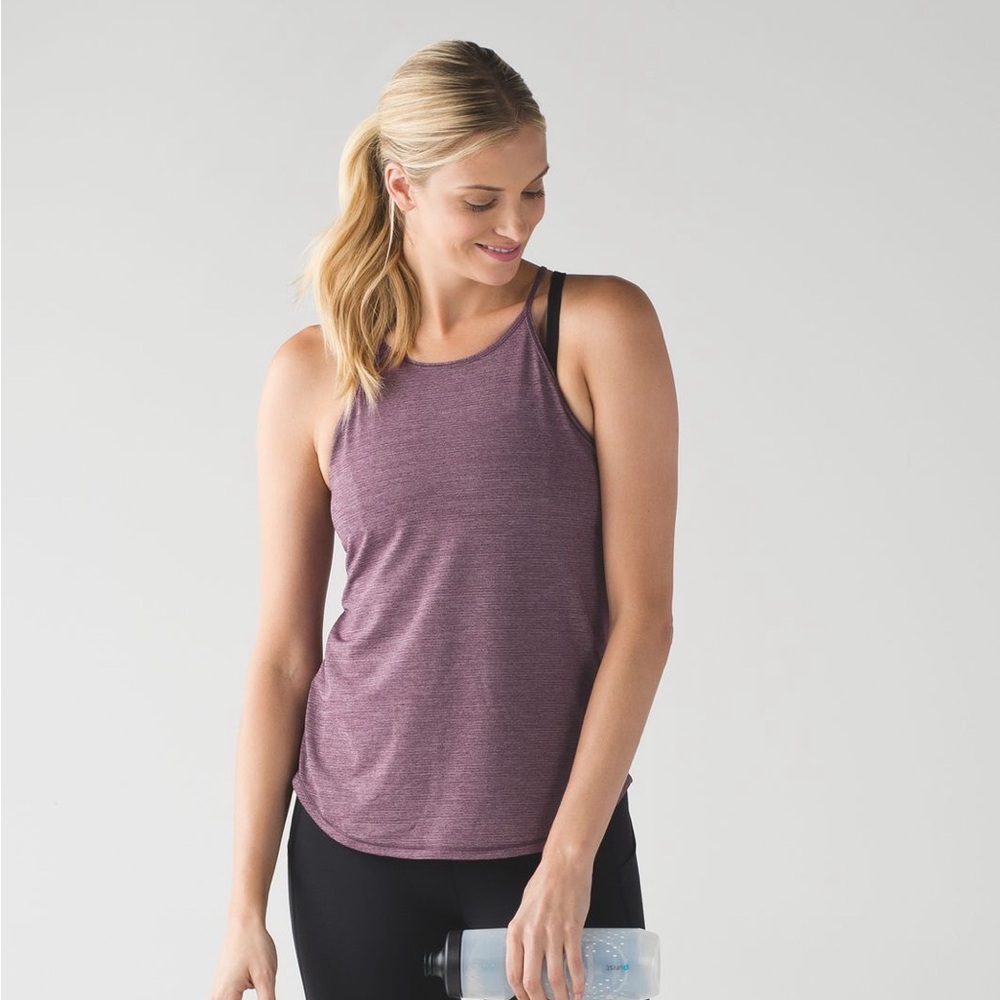 Lululemon Fast As Light Singlet Heathered Bordeaux Drama Size 6 tank‎ top